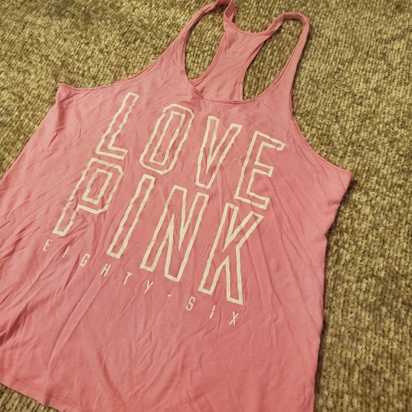 PINK Victoria's Secret Love Pink Racerback Tank Top - Picture 2 of 5